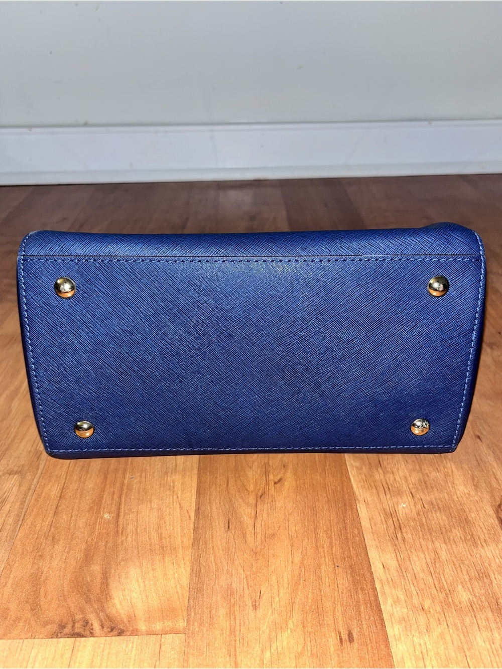 Michael Kors Royal Blue Saffiano Leather Satchel with Gold-Tone Hardware - Picture 3 of 10